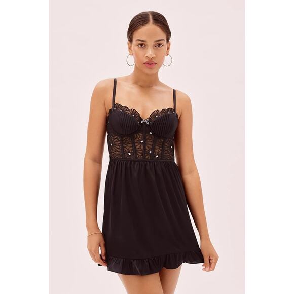 FOR LOVE & LEMONS Black Embroidered Dress NWT Small - Picture 1 of 6